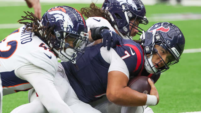 Texans' QB CJ Stroud sacked by the Broncos